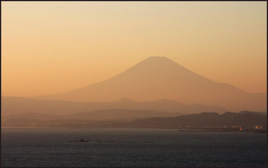 фудзи, япония, камакура, fuji, закат, горы, море, Gemini