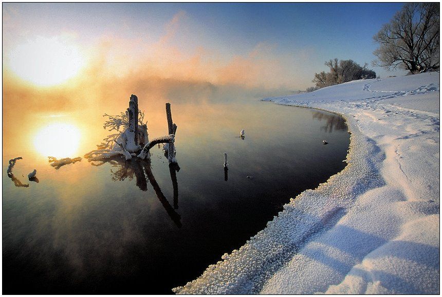 зима, река, мороз, рассвет,, Григорий Иващенко