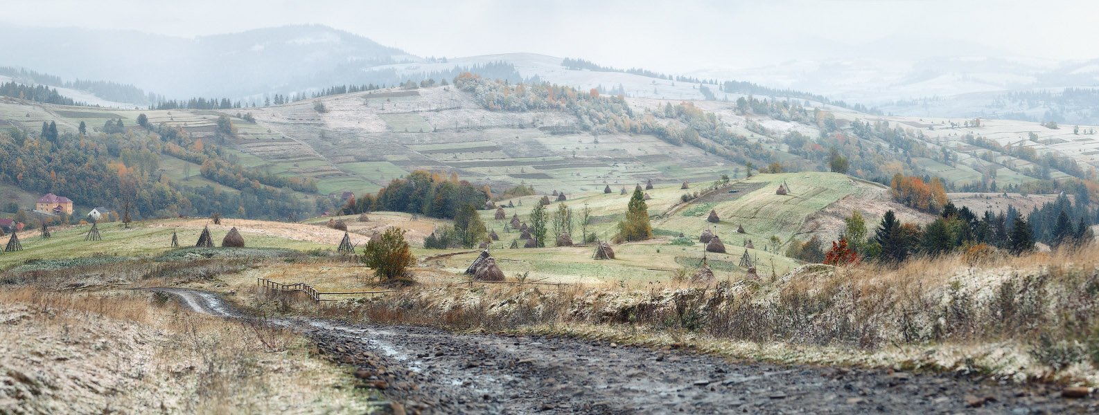 карпаты, октябрь, осень, панорама, пейзаж, снег, Вейзе Максим