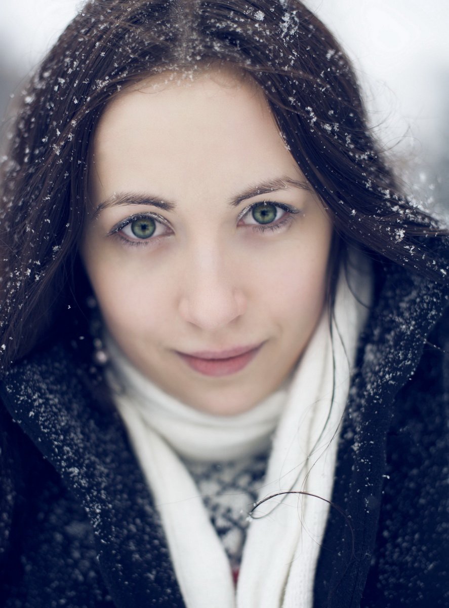 модель, портрет, девушка, цвет, зима, снег, Мария Полухина