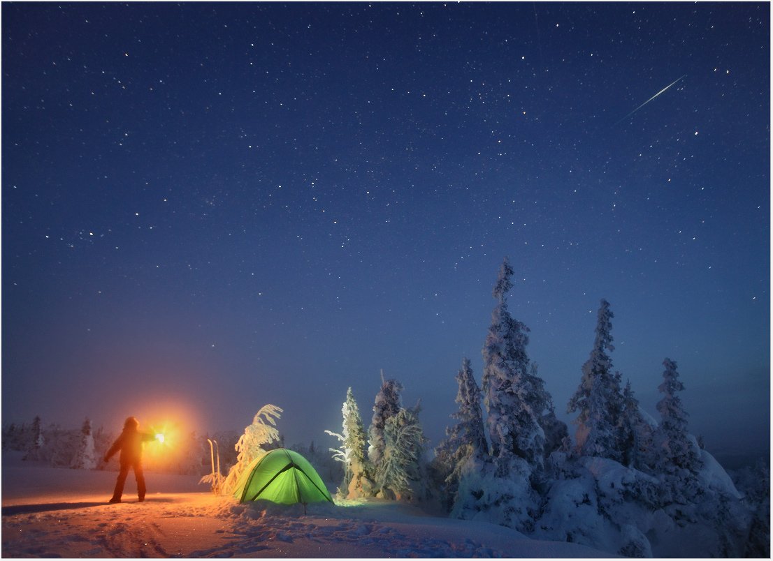 пейзаж, природа, урал, зима, горы, снег, ночь, звезды, новый год, Сергей Макурин