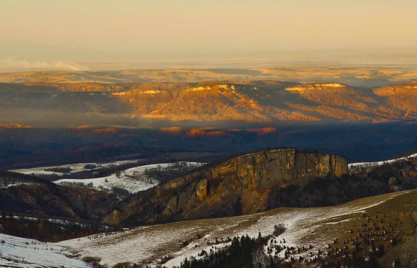 горы, кавказ, закат, тхач, зима январь 2012год, ФЁДОР