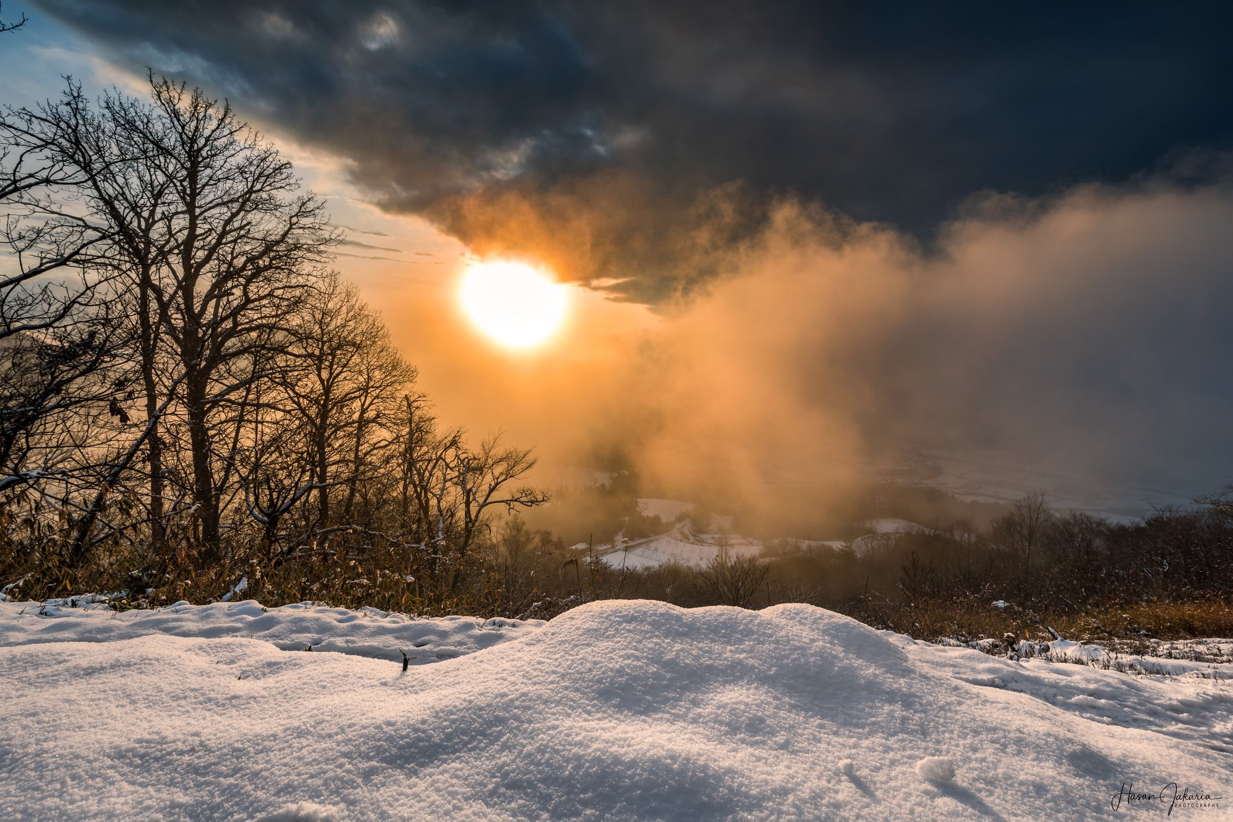 winter snow kyoto japan landscape nature mountain mist sun, Hasan Jakaria