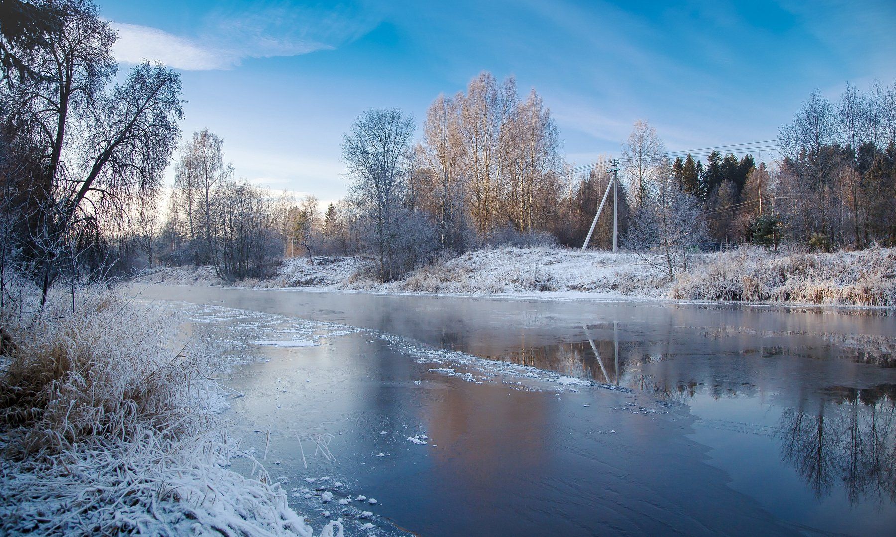 зима, снег, утро, мороз, winter, snow, река, лед, Александр Игнатьев