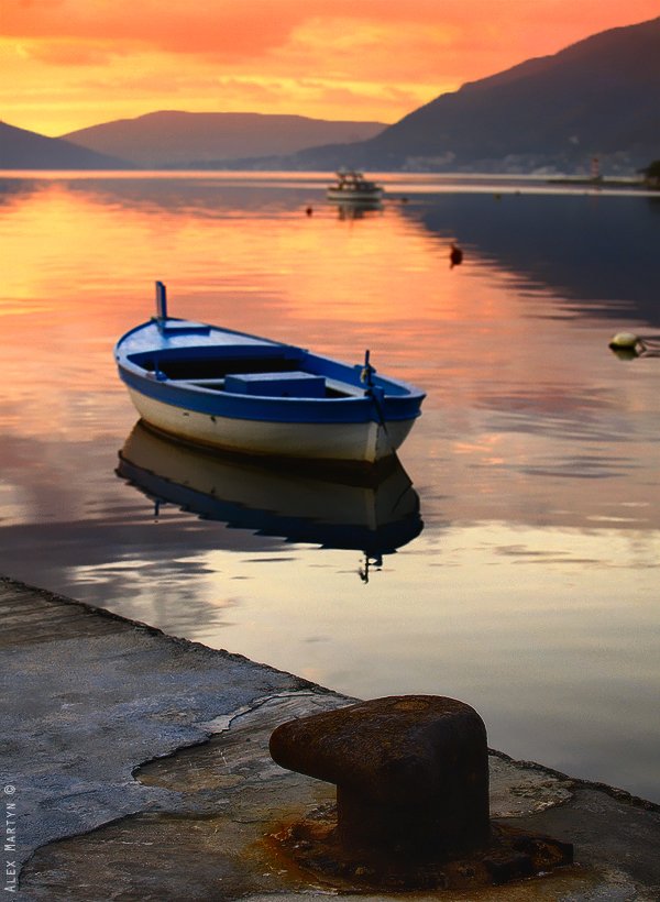 porto, montenegro, море, , лодка, закат, Alexander Martynov