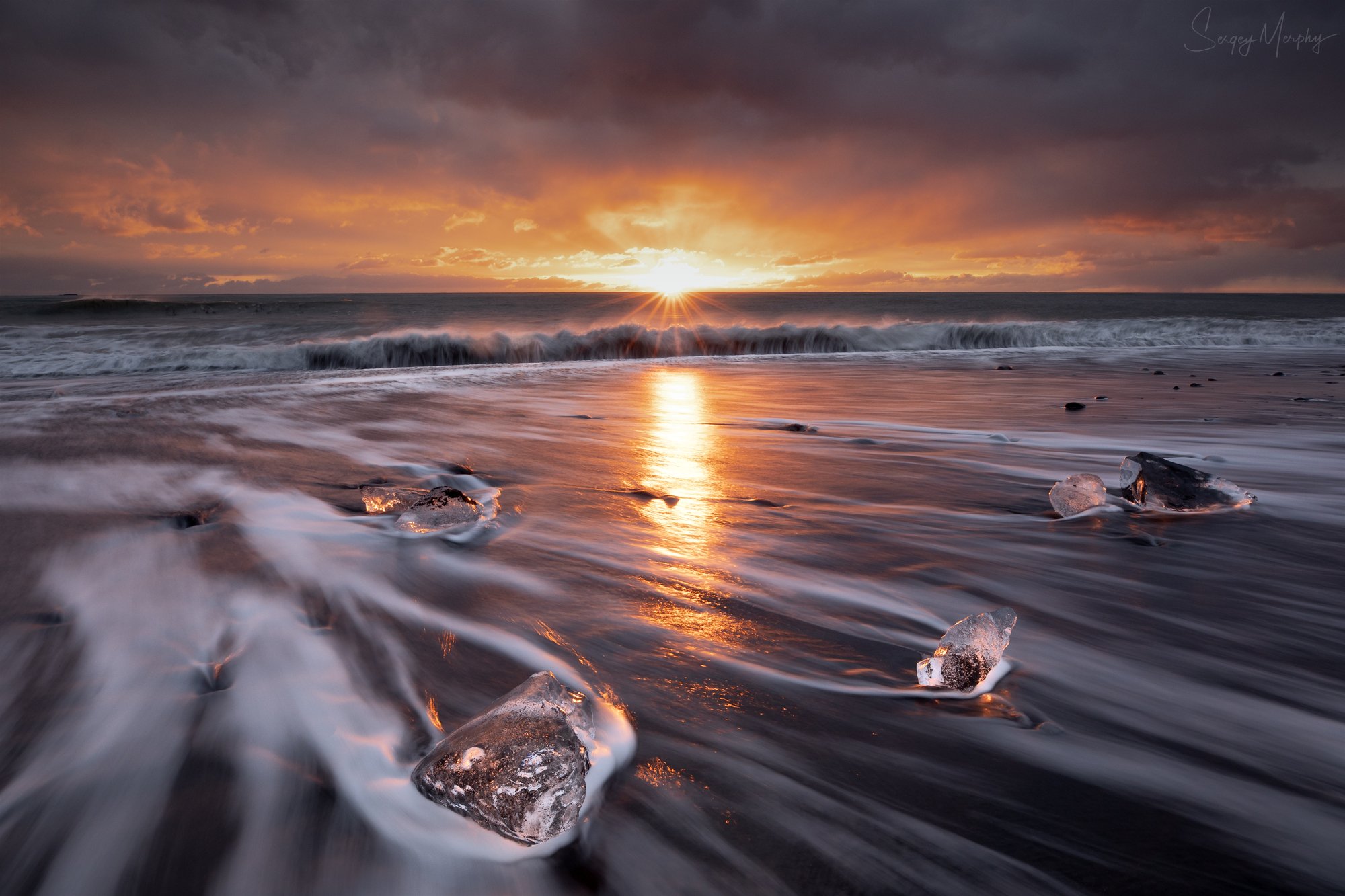sunrise on black send beach. iceland., Sergey Merphy