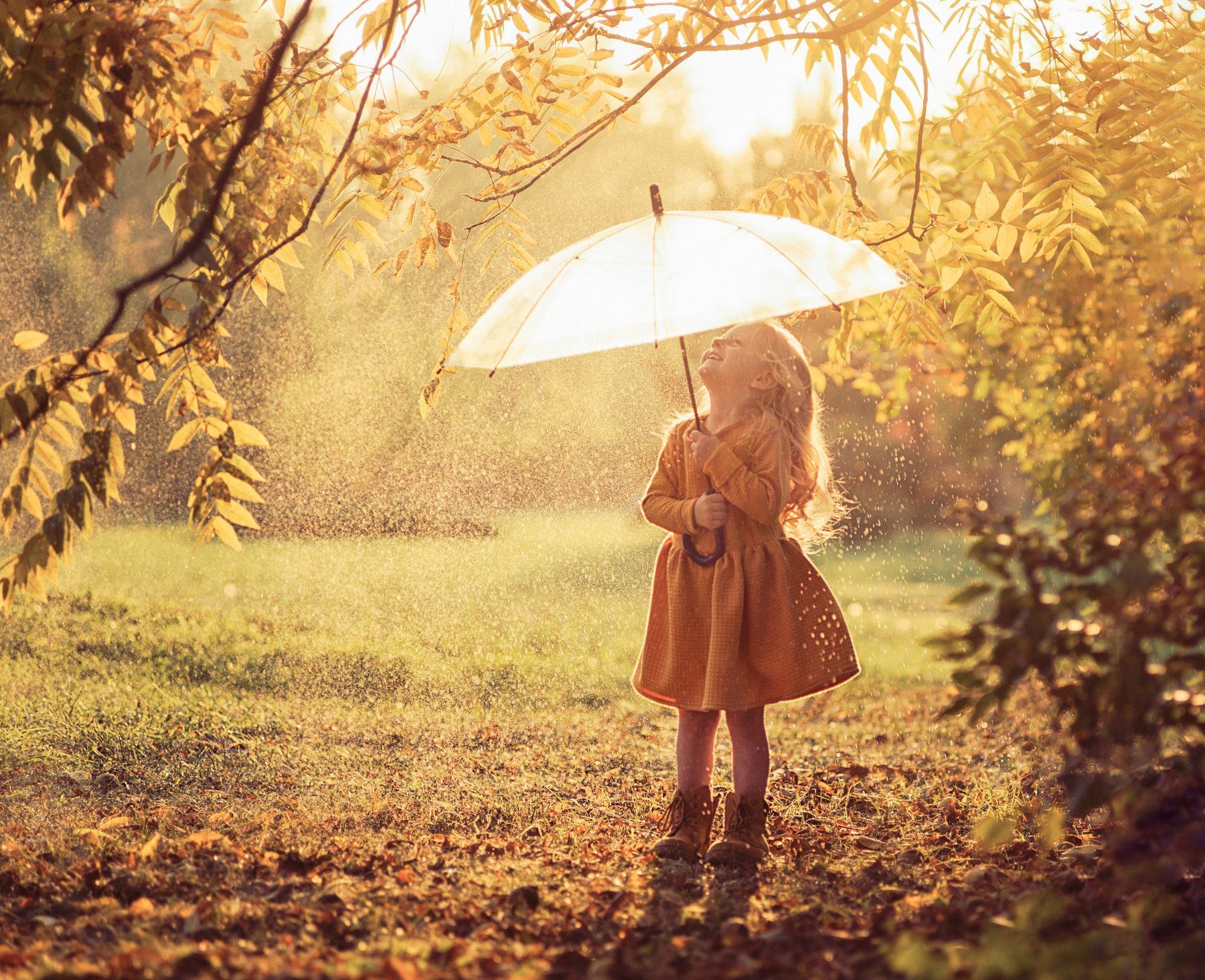 зонт, зонтик, девочка, дождь, осень, Светлана Червинская