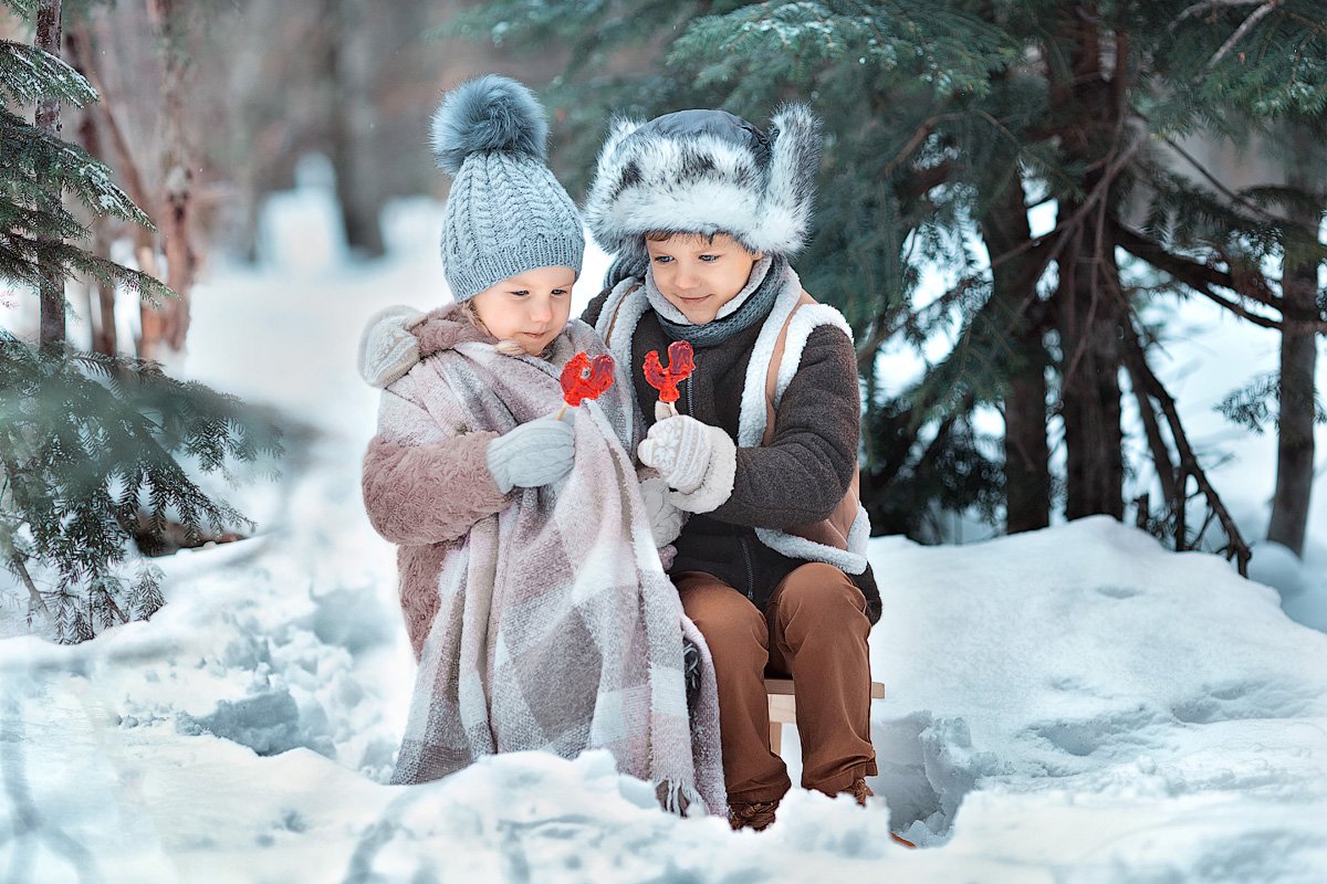 Дети зимой фото