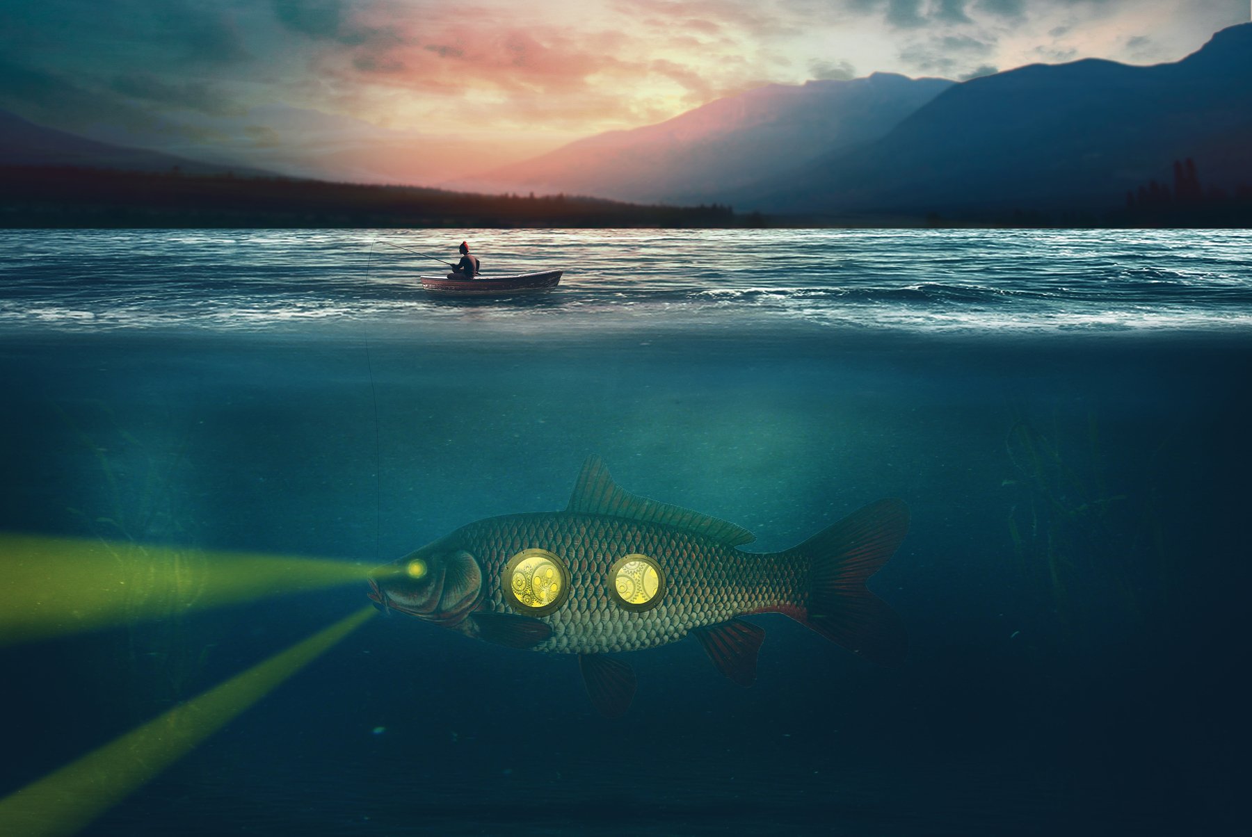 рыба, океан, лодка, Sergii Vidov