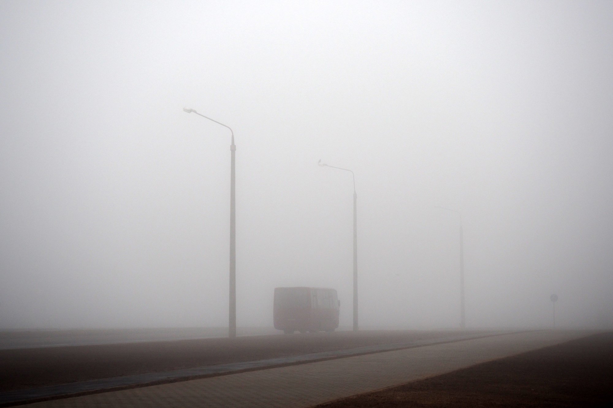 belarus fog mist autumn bus, Иванчиков Дмитрий