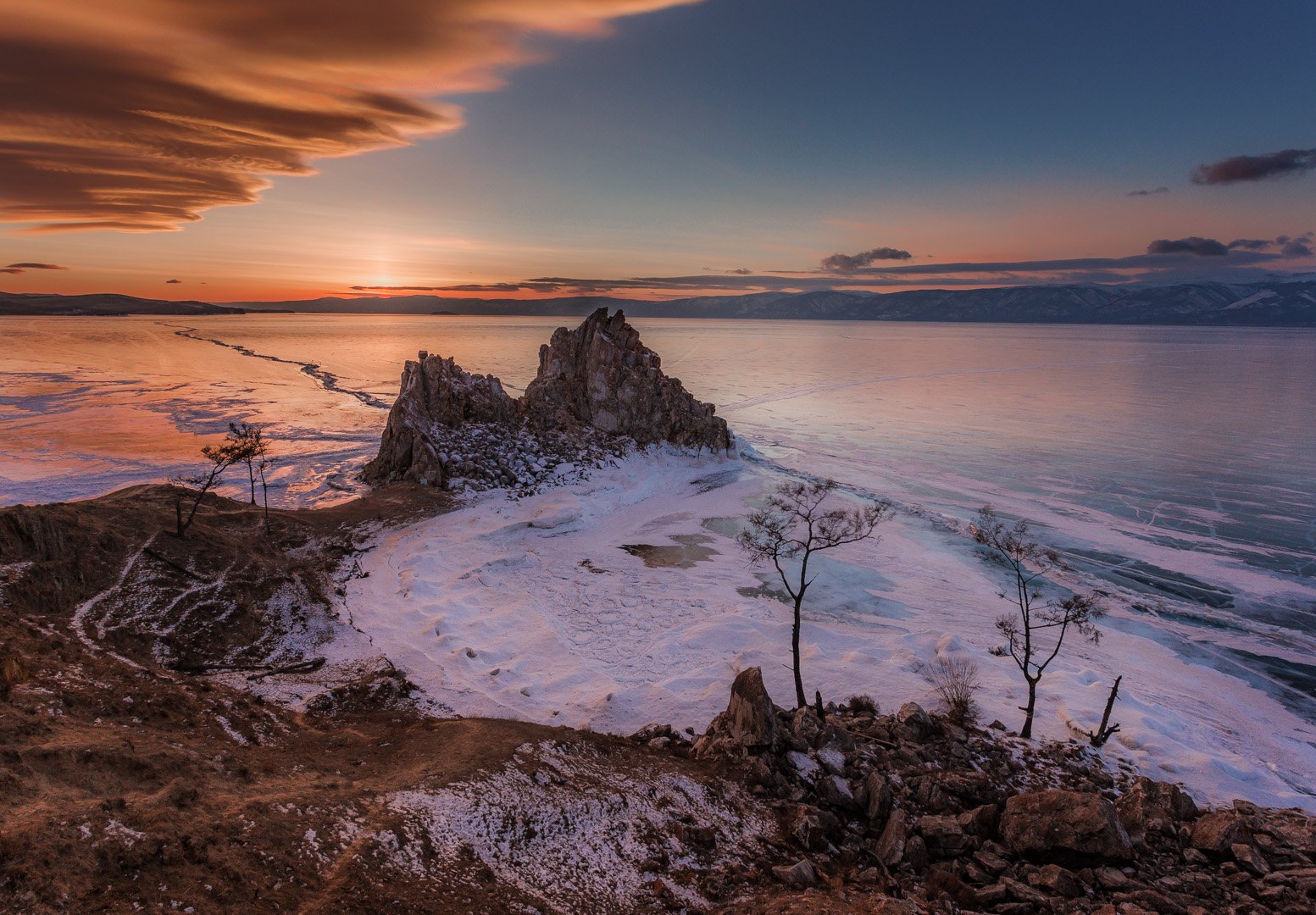 байкал, зима, лед, снег, путешествие, закат, солнце, Сергей Шабанов