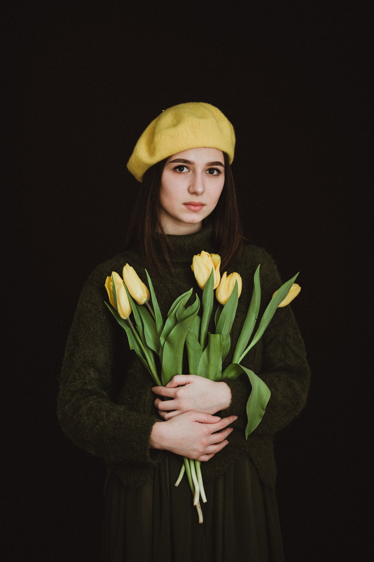 портрет, весна, женский портрет, тюльпаны, модель, Мария Братан