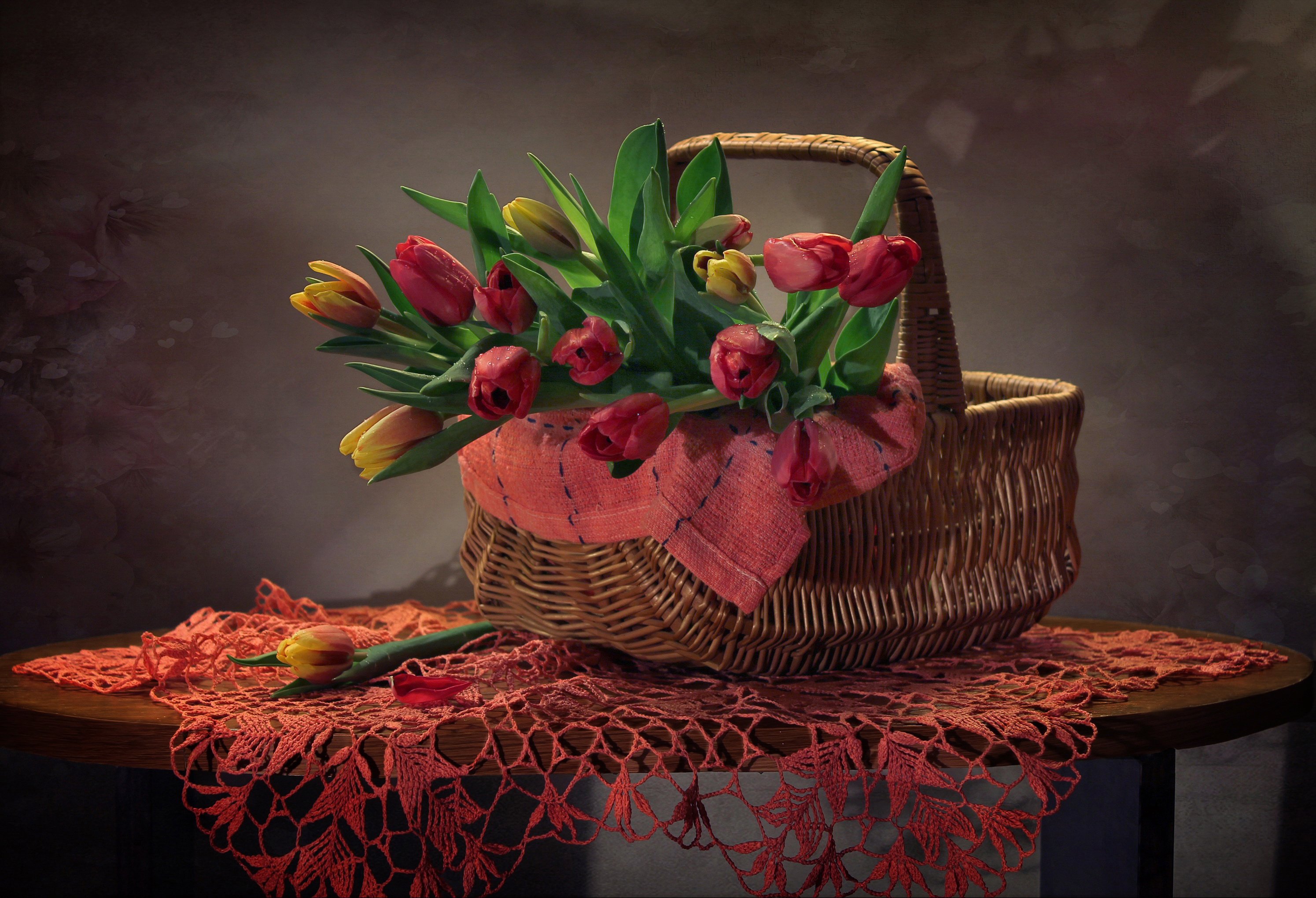 натюрморт, корзина, тюльпаны, цветы, весна, Ковалева Светлана