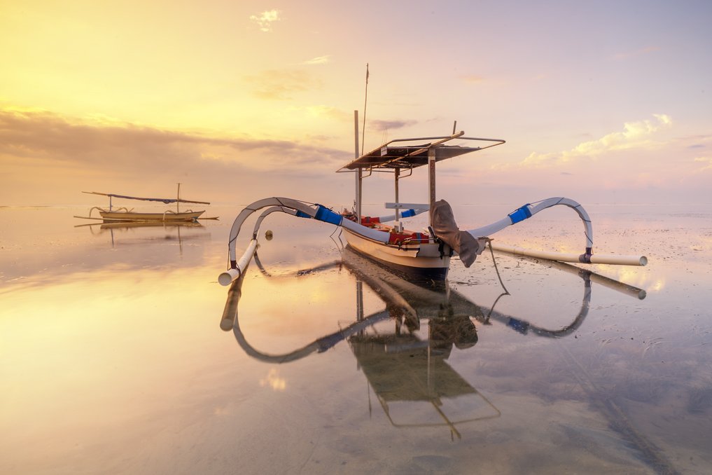 landscape,boat,sea,sunrise,beach, Dikky Oesin