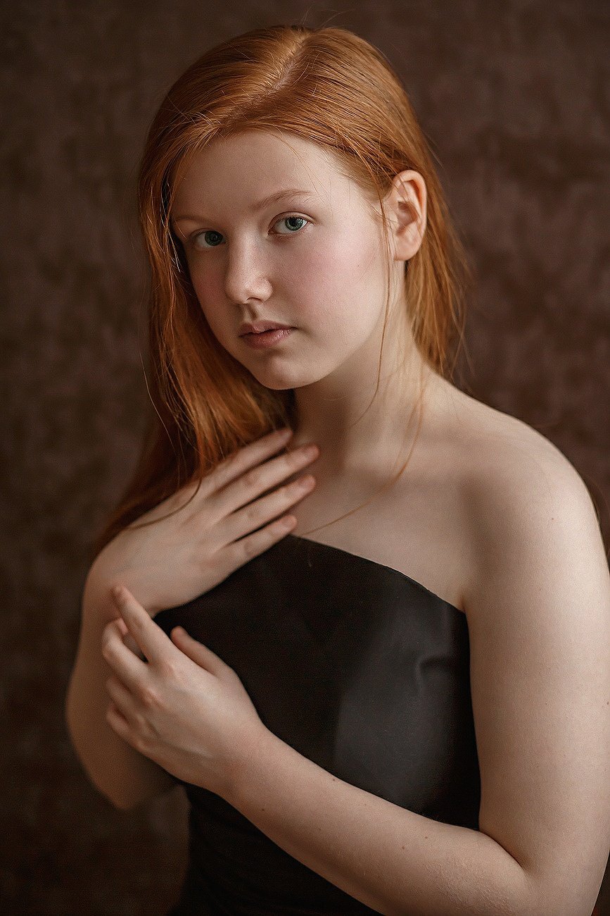 портрет, рыжая, рыжие волосы, девушка, Надежда Бочарникова