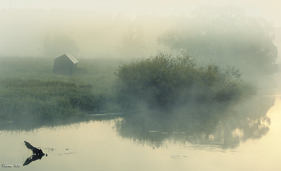 туман, утро, природа, река, етти