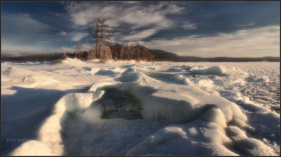 байкал, зима, утро, снег, лед, Игорь Глушко