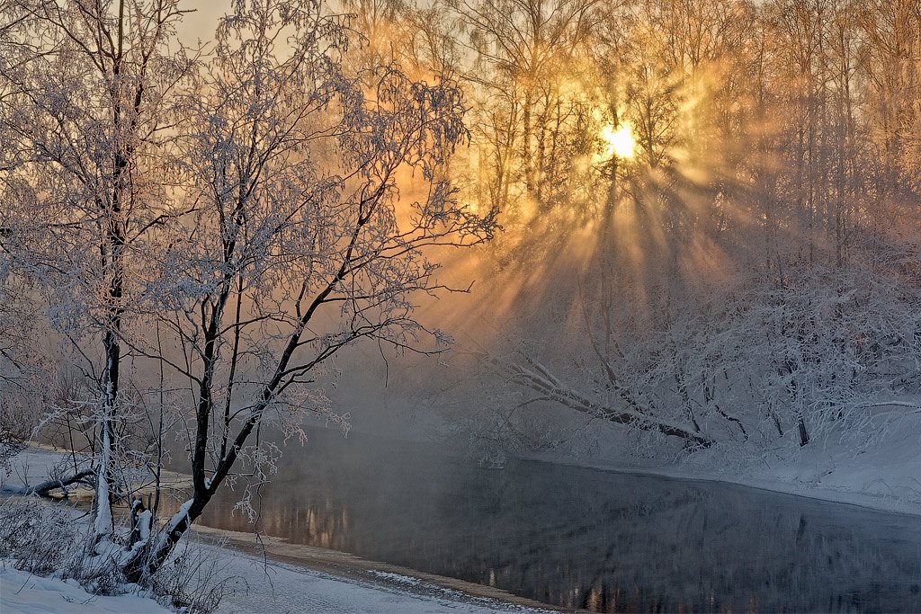 зима, Лучи, мороз, солнце, утро, Соболев Игорь