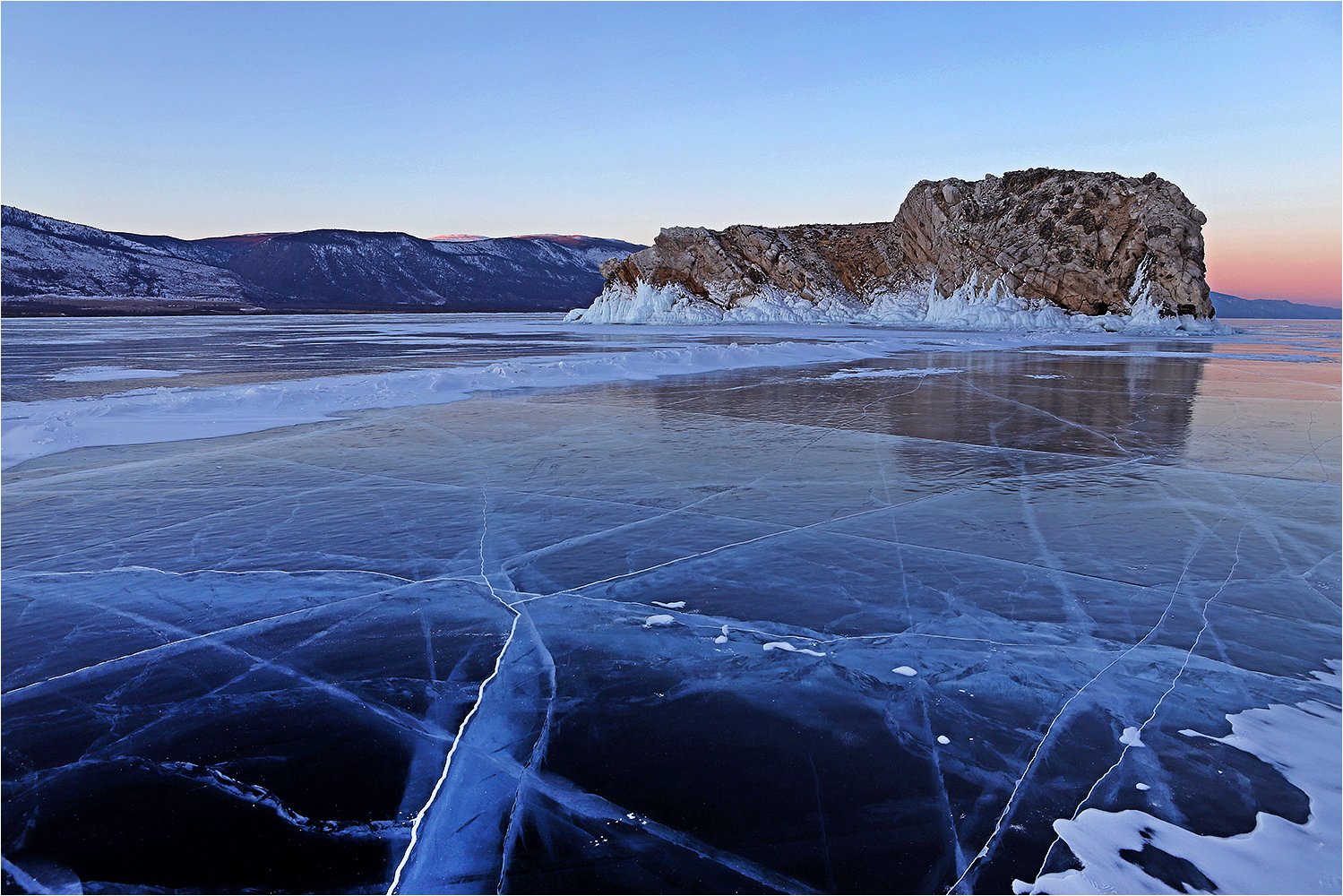 зима, февраль, озеро, байкал, лёд, мороз, вечер,, Victor Pechenev