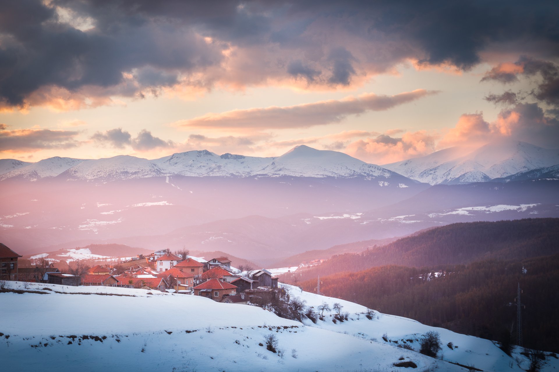 rila, bulgaria, rhodope,mountains,clouds,sunset,travel,adventure,winter, snow, Mая Врънгова