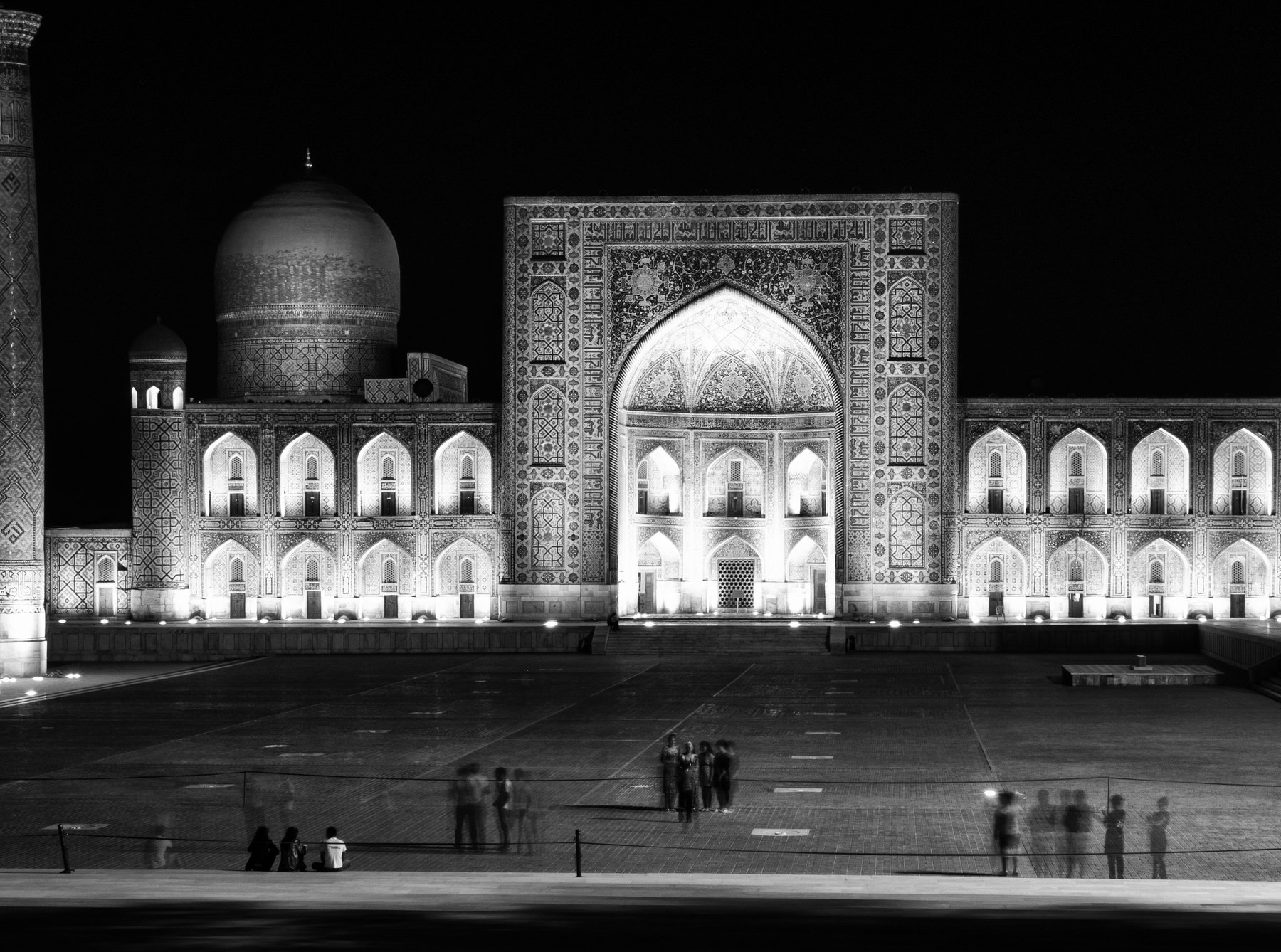 Black and white, City, Monochrome, Uzbekistan, Samarkand, Registan, Elena Beregatnova