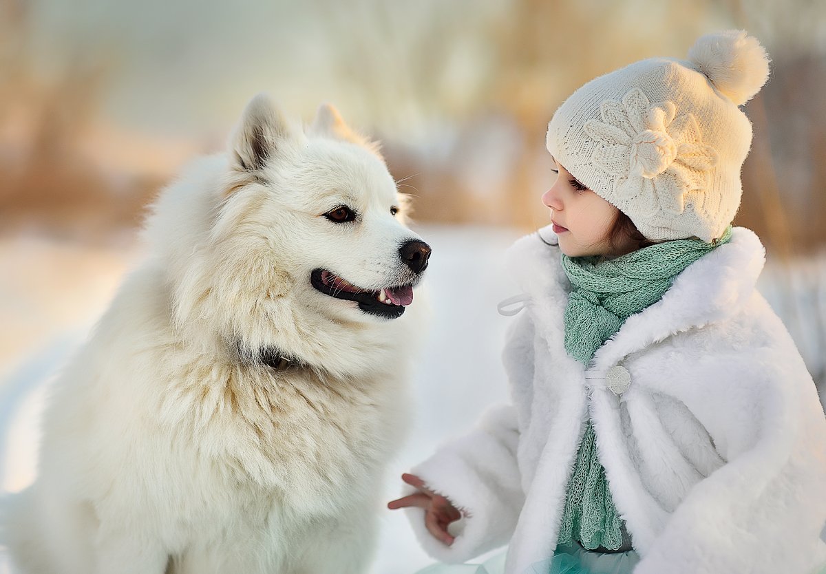 зима дети собака детский портрет, Раевская Елена