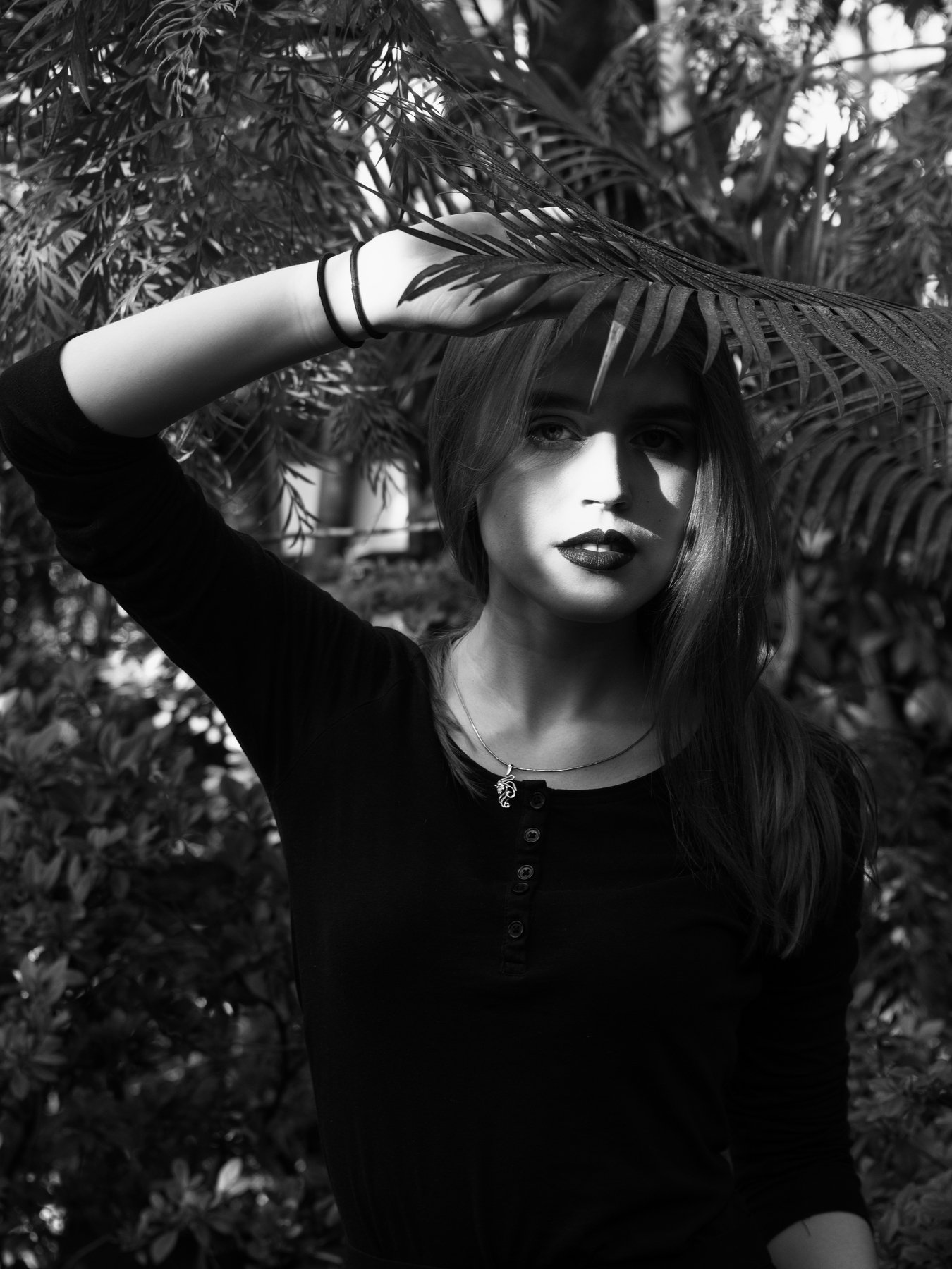 Black and white, Monochrome, Portrait, Botanical Garden, Moscow, Noir, Elena Beregatnova