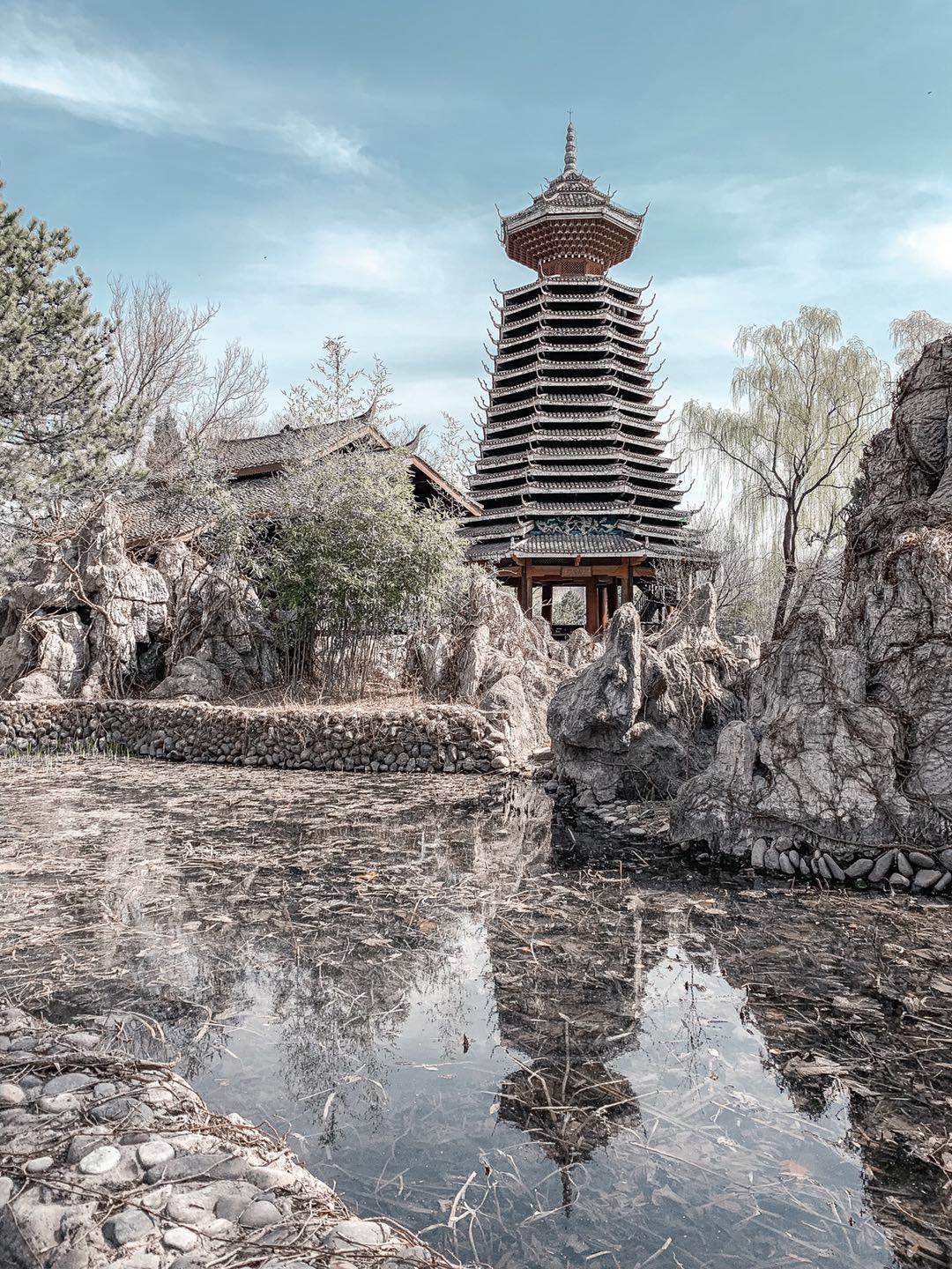 пагода китай пекин парк небо камни, Тавадзе Леван