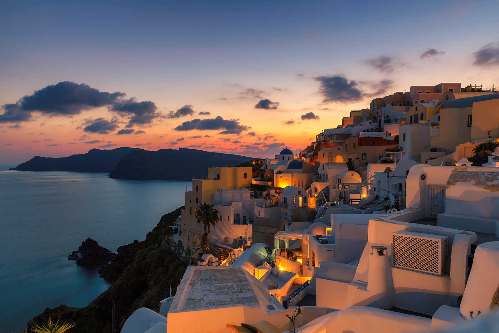 Santoriniб island, Greece, sunset, night, Dmitry Vinogradov