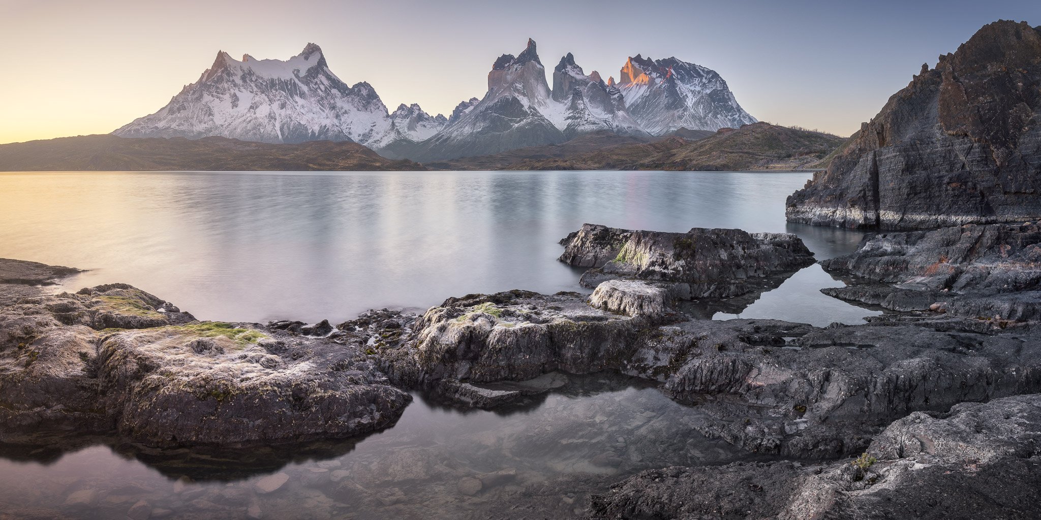america, andes, basalt, blue, calm, chile, cliff, cuernos, del, dramatic, evening, hiking, history, island, lago, lake, landmark, landscape, light, mountain, national, nature, outdoor, paine, pano, panorama, panoramic, park, patagonia, peak, pehoe, range,, Andrey Omelyanchuk