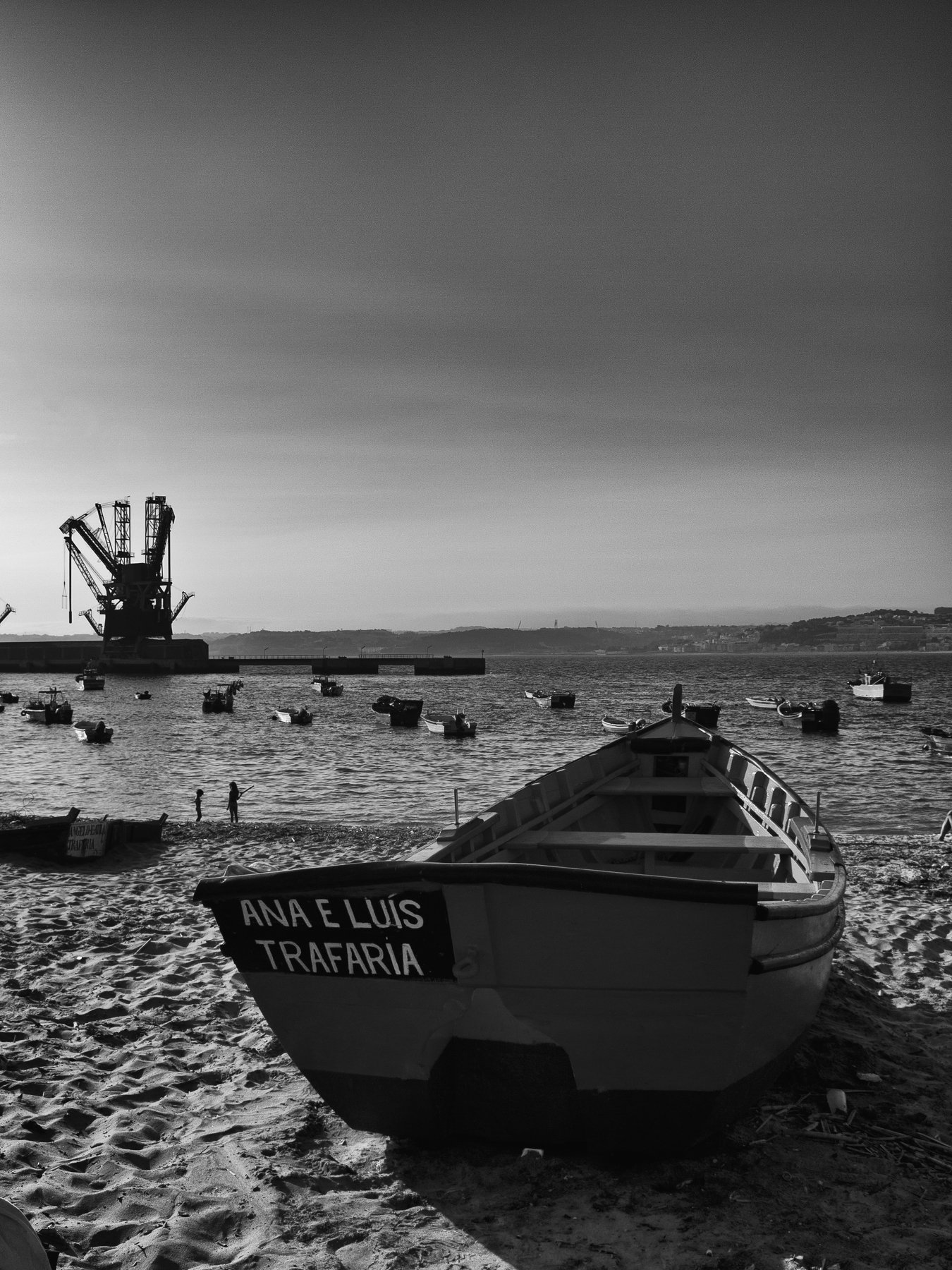 Portugal, Lisbon, Black and white, Monochrome, City, Ocean, Elena Beregatnova