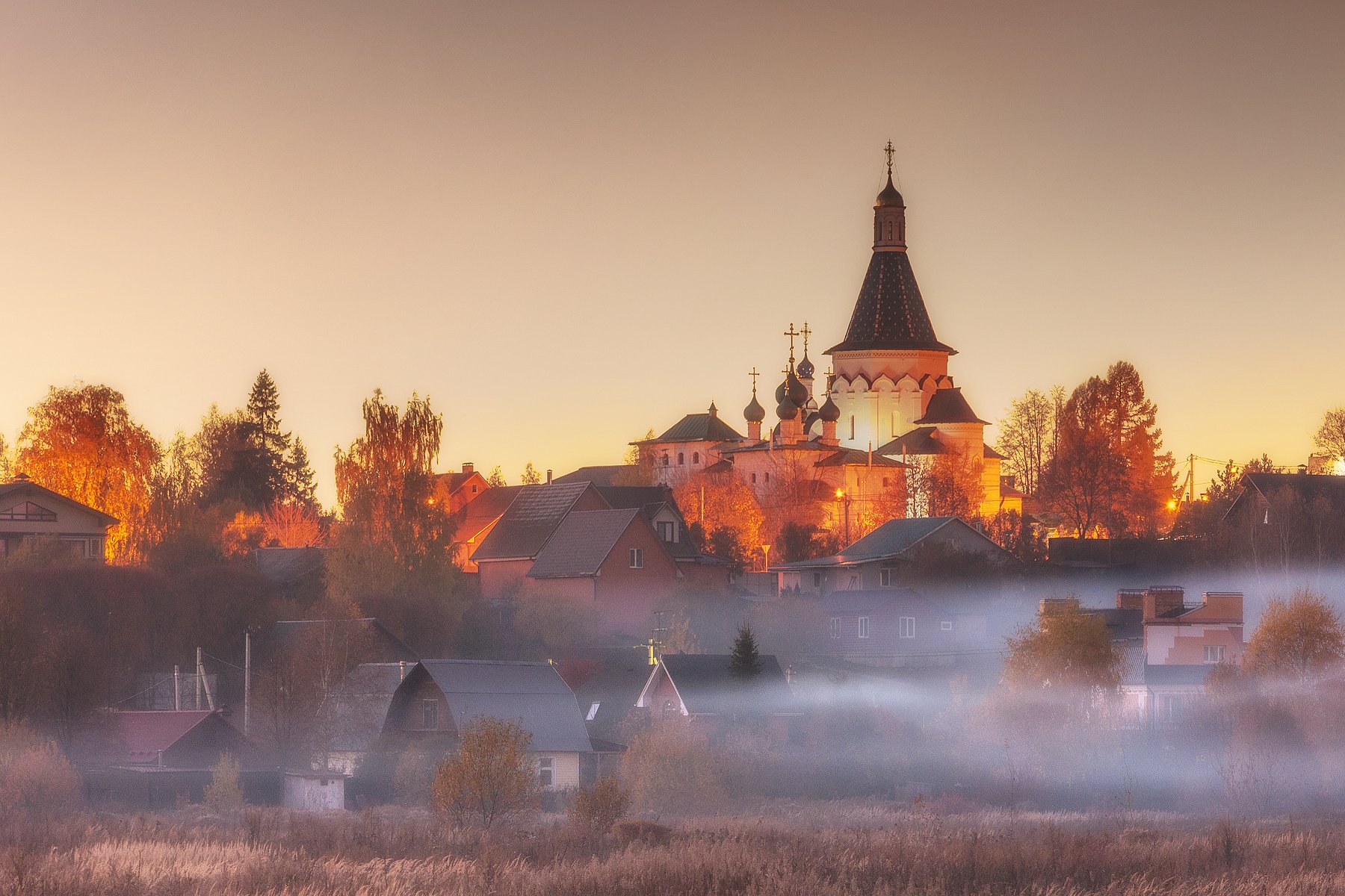 осень,туман,подмосковье,храм,закат, Павел Ныриков