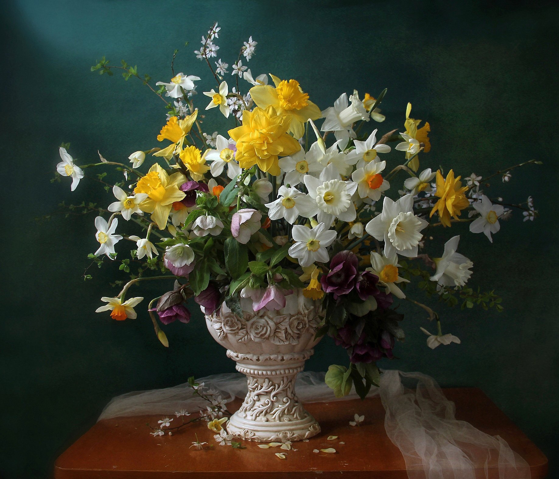 весна, натюрморт, букет цветов, нарциссы, марина филатова, Марина Филатова
