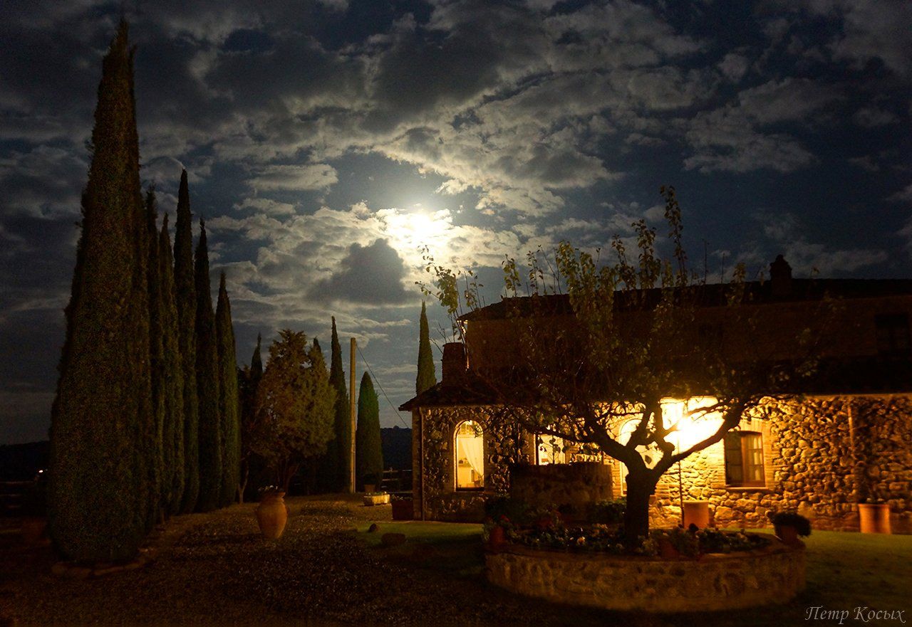 Тоскана, Италия, ночь, пейзаж, Петр Косых