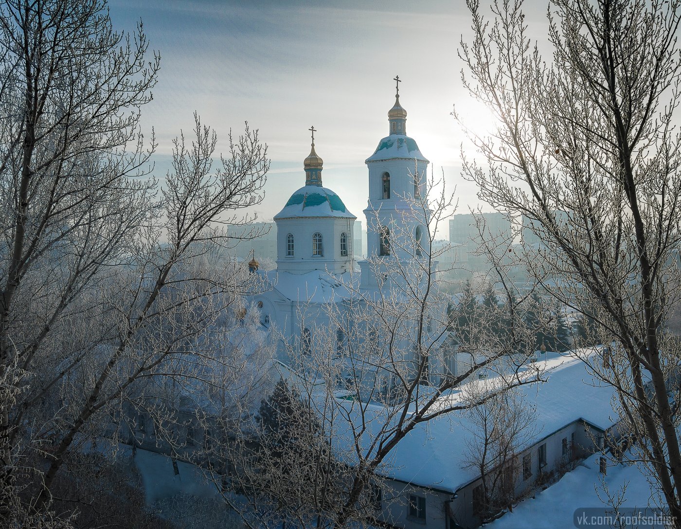 Омск, Россия, иней, мороз, зима, город, пейзаж, крыша, церковь, Голубев Алексей