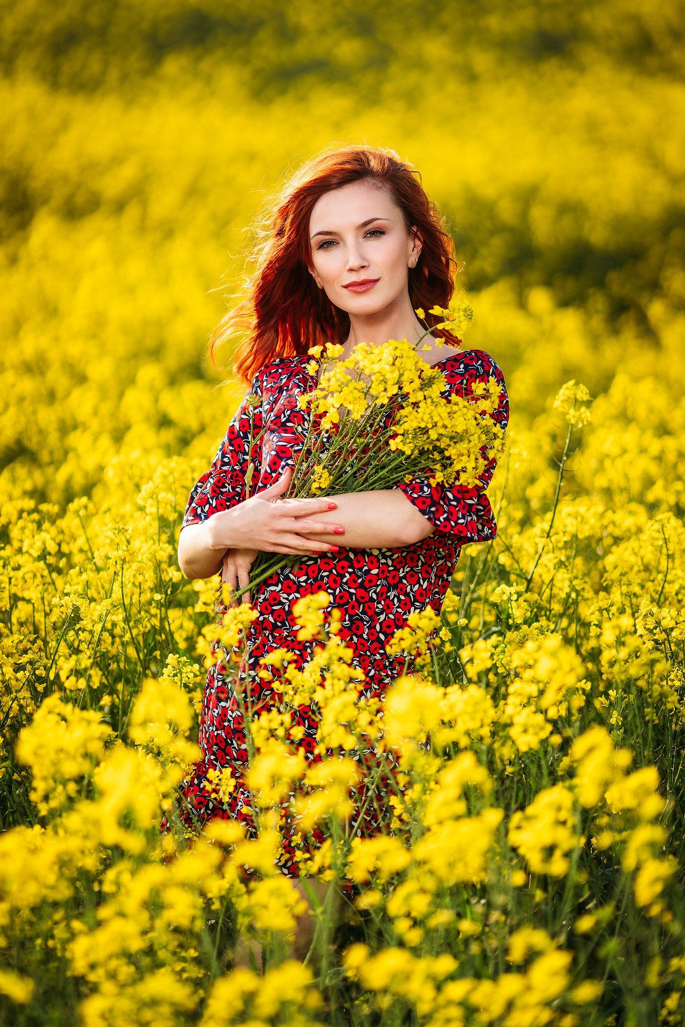 beauty, girl, cute, glamour, face, yellow , outdoor, in the field,, Чавдар Димитров