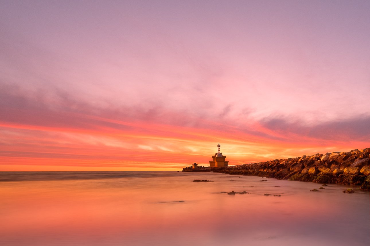 lighthouse,sea,sunrise,italy,venece,long exposure,travelm, Felix Ostapenko