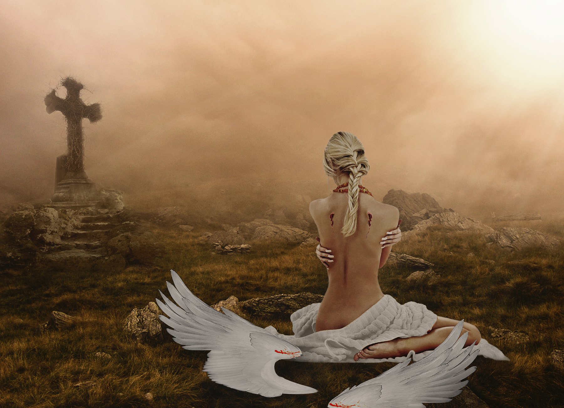 девушка, крылья, крест, Sergii Vidov
