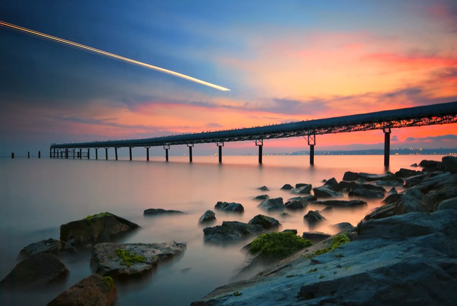 long, exposure, anda, airplane, light, mustafa yagci