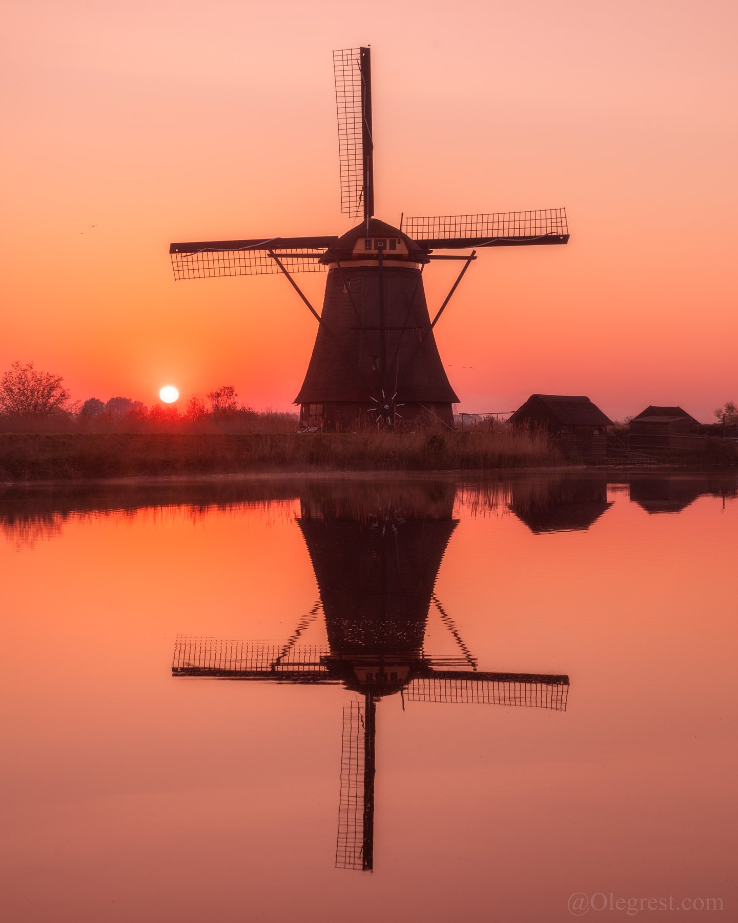 мельница голландия рассвет отражение, Oleg Rest