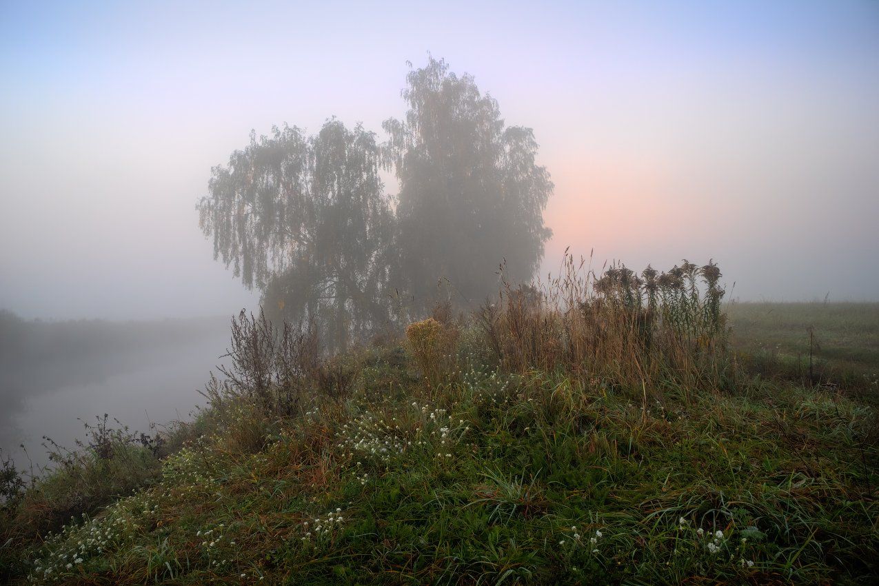 рассвет, осень, река, туман,, Сергей Шабуневич