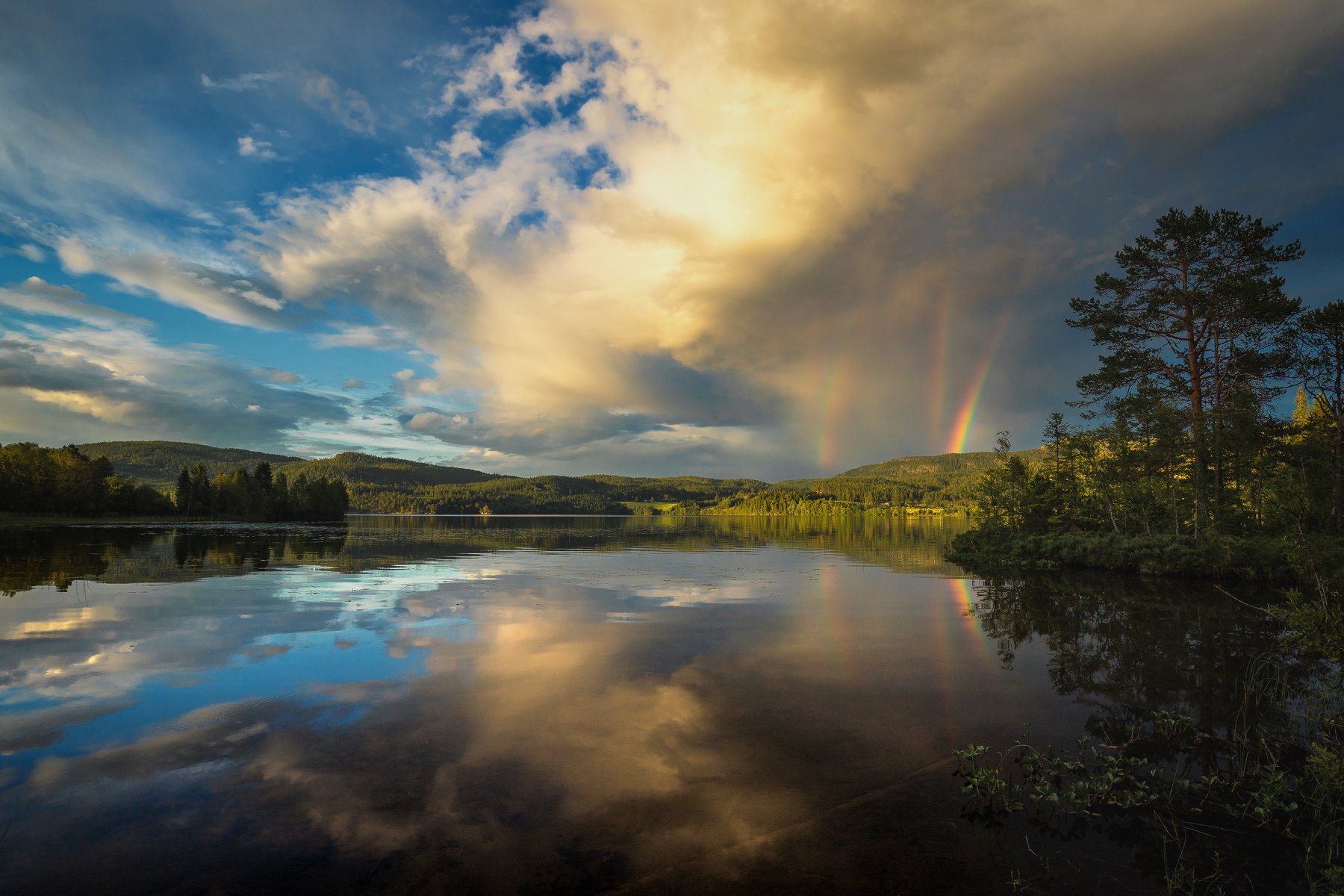 rainbow,storm,lake,norway,norwegian,nature,natural,weather,outdoor,storm,stormy,cumulonimbus, Adrian Szatewicz