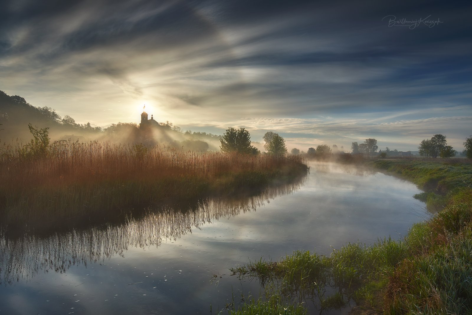 morning, fog, poland,  nature, landscapes, river, halo, Bartłomiej Kończak