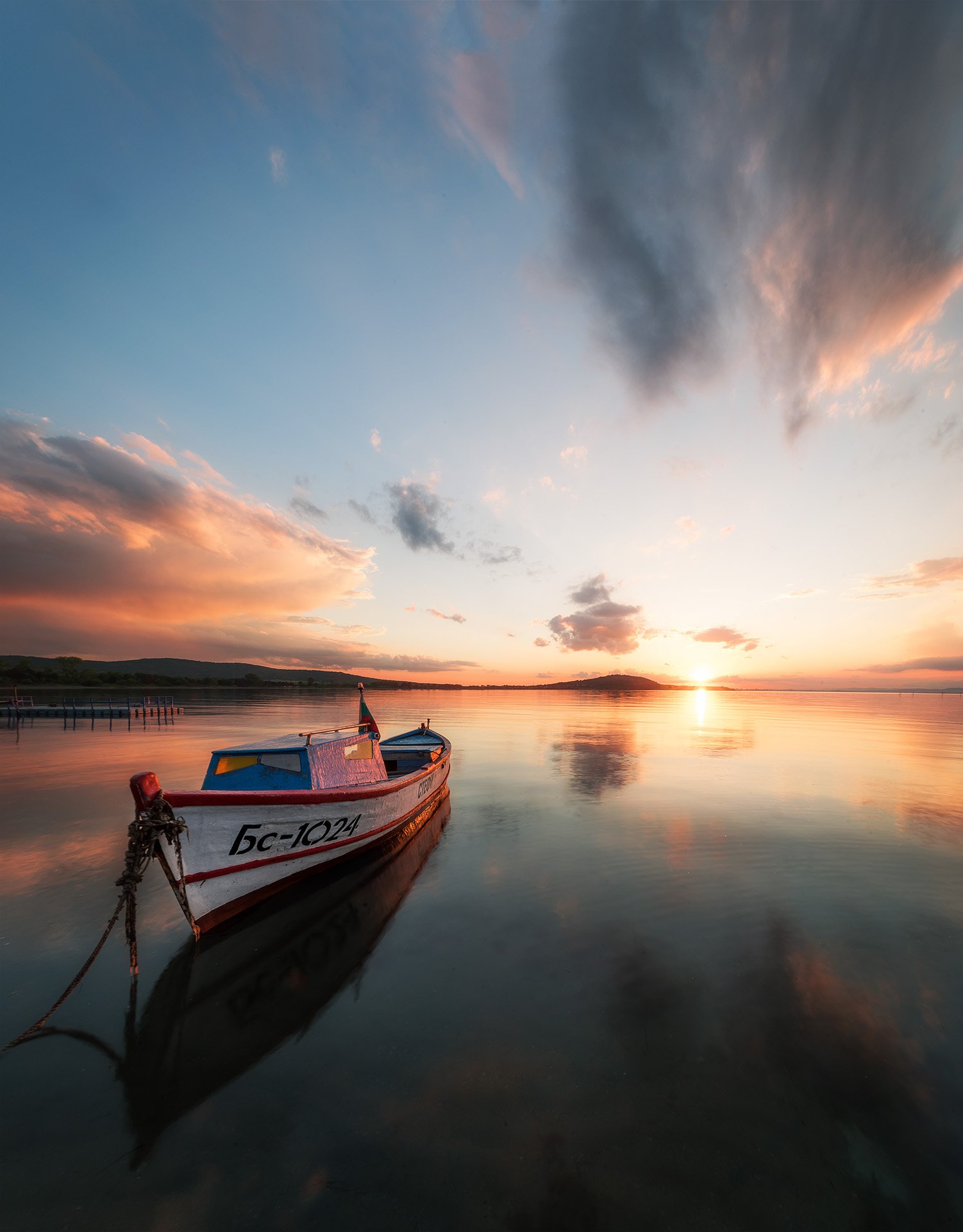 sunset, sea, boat, outdoor, landscape, nature, water, cloud, color, beauty, Jeni Madjarova