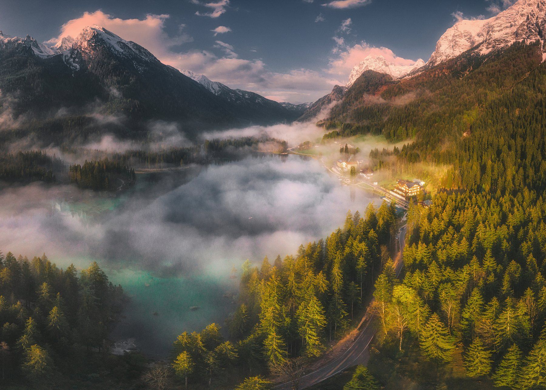 drone,sunrise,mountains,clouds,landscape, Olegs Bucis