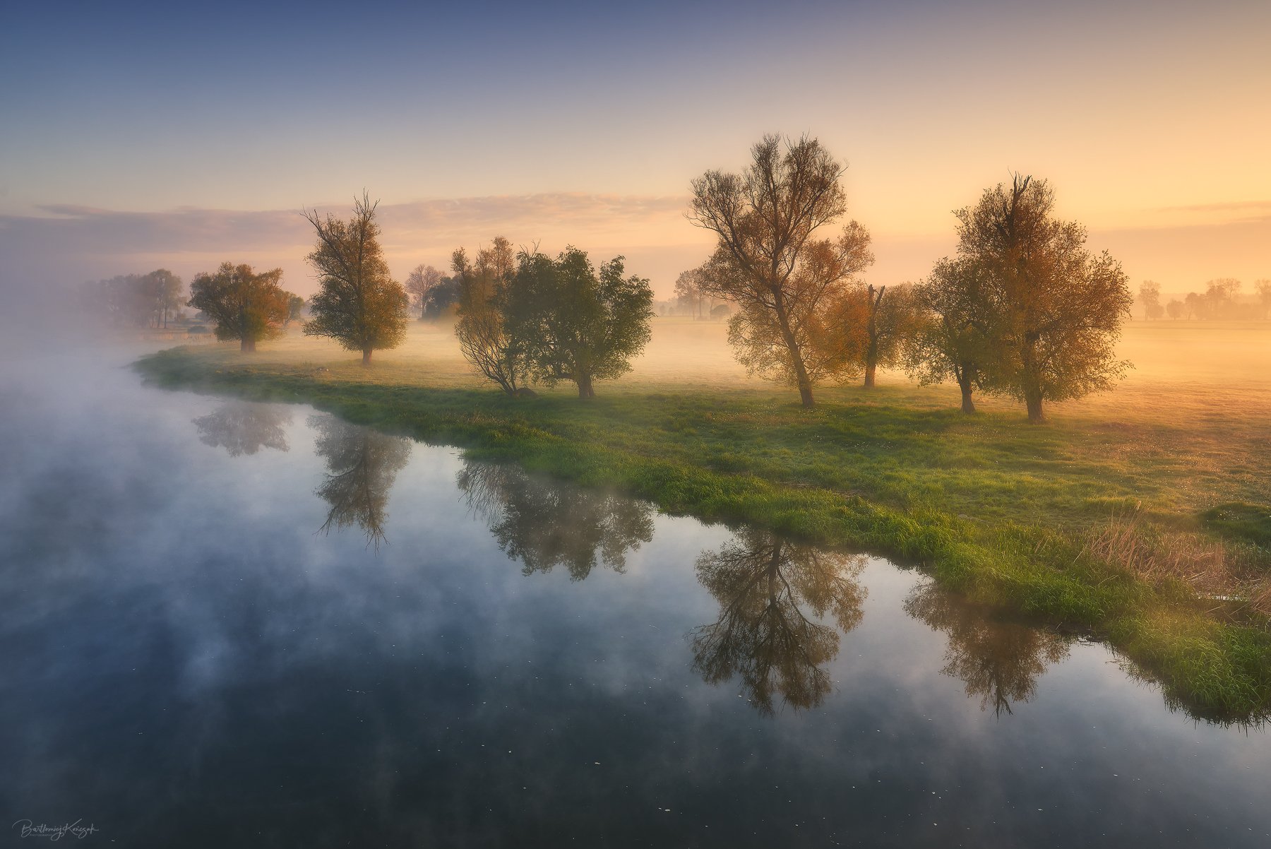 morning, ner, morning, dawn, spring, fog, willow, trees, river, nature, Bartłomiej Kończak