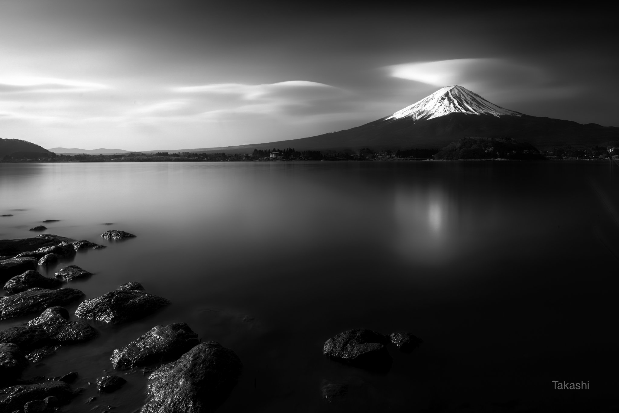 fuji, mountain,cloud,lake,water,rock,calm,amazing,, Takashi