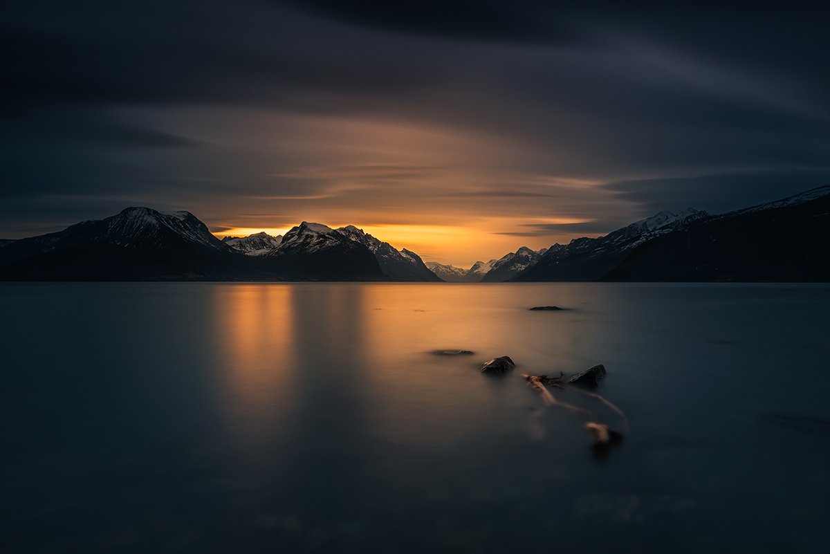 landscape,sunset,sea,fjords,mountain, Tomek Orylski