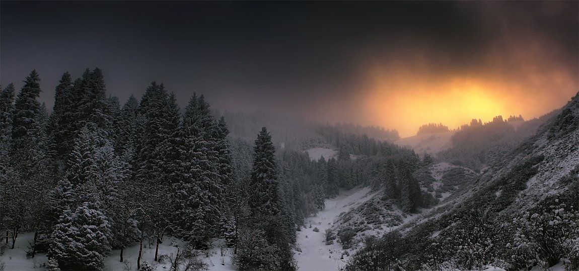 закат,горы,зима, SkorovS