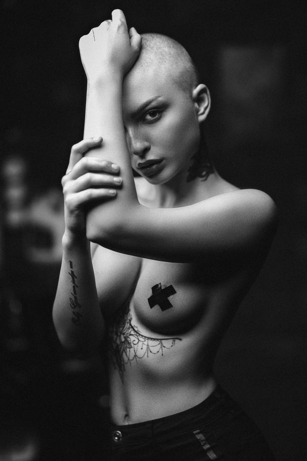 girl tattoo nude topless studio light, Илья Пистолетов